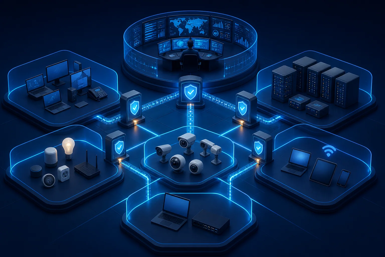 Segmented network zones protected by verification checkpoints and continuous monitoring